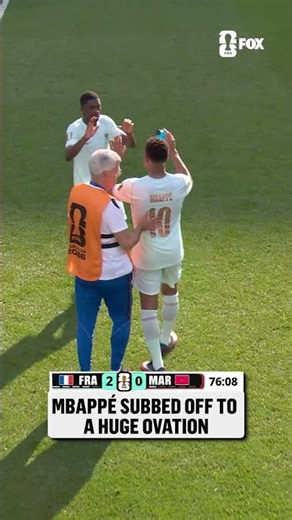 Mbappé salutes the French faithful after exiting the match in the second half