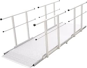 HOMCOM Wheelchair Ramp 8FT, Foldable Aluminum Threshold Ramp with Non-Slip Surface and Handle, 600lbs Weight Capacity, Suitcase Handicap Ramp for Home, Doorways, Curbs, Steps