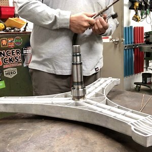 Heat shrinking the stainless sleeve onto the shaft. This is for the seal journal, taking it from 37mm to 45.5mm. Also first job I used my new @essentialcraftsman hammer on 😎 🔥 #abom79 #manualmachinist #manualmachining #jobshop #machineshop | Abom79