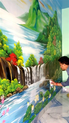 Wall art 3d scenery painting new design #shorts #ytshorts #art
