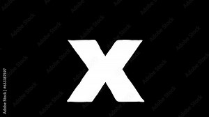 X letter small forming cartoon animation. Compatibile part of alphabet serie. Hand drawn bold educational style for children. Good for education movies, presentation, learning alphabet, etc...