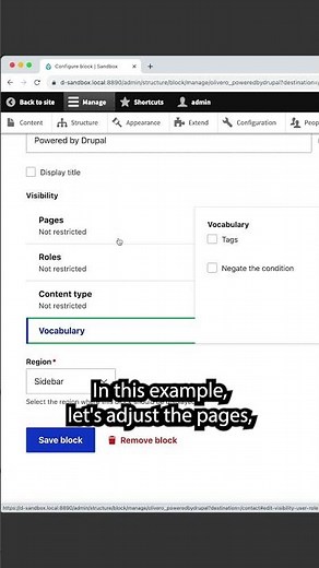 Configure Block Visibility Settings in Drupal