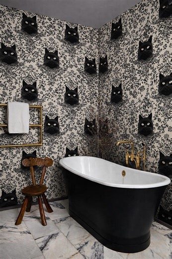Black Cat Damask Wallpaper, Gothic Floral Pattern, Dark Academia Wall Decor, Vintage Aesthetic, Peel and Stick Removable Home Design - Etsy