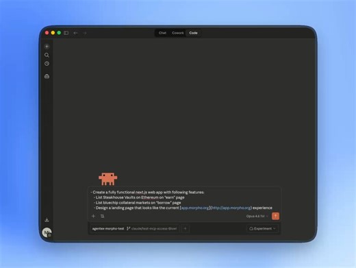 Say hello to the Morpho Builder Agent [Beta]A protocol knowledge base that turns any AI coding agent into a Morpho integration expert.Build Earn and Borrow flows from a single prompt in minutes.
