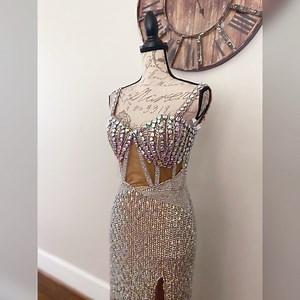 Designer crystal sparkly luxury prom dress or pageant evening gown PS25460C