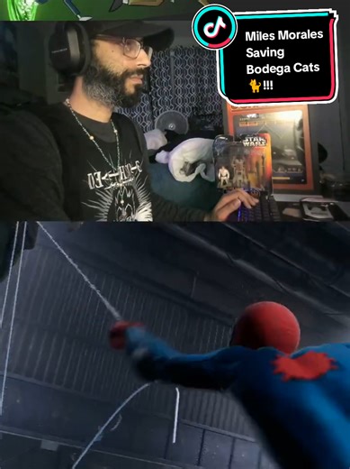 SPIDER-MAN MILES RESCUES BODEGA CAT 🕷️🐾 Harlem’s favorite friendly Spider-Man doesn’t just save the city—he rescues bodega cats! When a local shop owner’s kitty gets snatched by some crooks, Miles swings in—literally. Stealth, flips, and a little Venom punch later, and that cat is back in its rightful paws. Hero work is never just about the big battles—it’s also about keeping the neighborhood safe... and fluffy! #MilesMoralesPS5 #BodegaCatRescue #HarlemHero #SpiderManVibes #FYPMarvel Because l