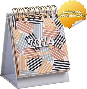 Small Desk Calendar 2023-2024 Mini Desk Calendar Jul. 2023 - Dec. 2024, Motivational Desk Decor Flip Calendar for Desk Stand Up Calendar Home School Office Table Desk Decoration