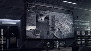 Modern army search network system deals with the terrain analysis. Army network technology searching for the terrorist base coordinates. Army network program searches for military enemy on a map.
