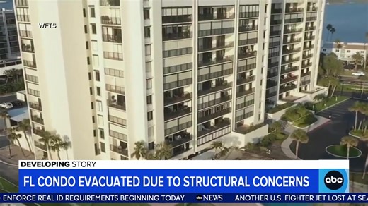 13K views · 85 reactions | FLORIDA CONDO EVACUATED DUE TO STRUCTURAL CONCERNS: A high-rise was evacuated after construction workers located a crack in the condo's parking garage, reminding many of the collapse in Surfside, Florida. ABC's Andrew Dymburt reports. | World News Now | Facebook