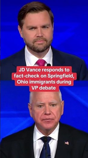 JD Vance responds to fact-check on Springfield, Ohio, immigrants during VP debate #shorts
