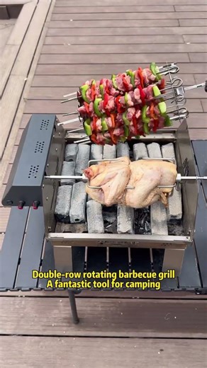 A rotating grill that can grill two foods at the same time; a great tool for barbecues. #OEMBBQ