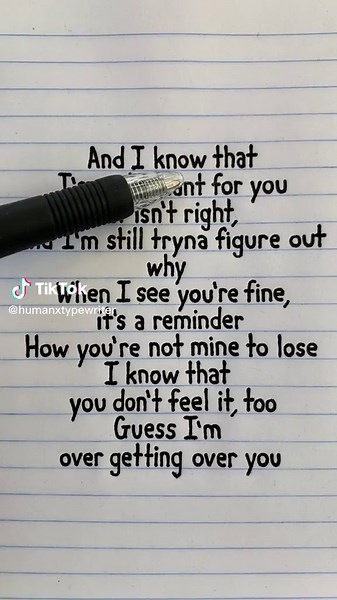 Getting Over You: Song Lyrics Handwritten Sing-Along