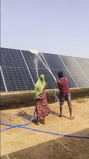 Solar Panel Cleaning Process 🔆 || Solar Plant Cleaning Work