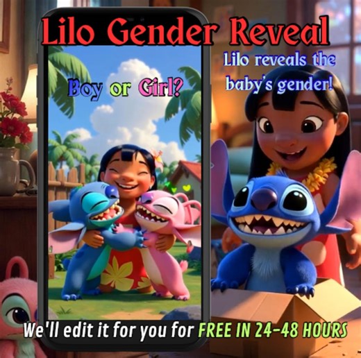 GENDER REVEAL VIDEO, Boy or Girl Gender Reveal, Lilo and Stitch Gender Reveal Video Announcement, Gender Reveal Ideas, Disney Gender Reveal - Etsy