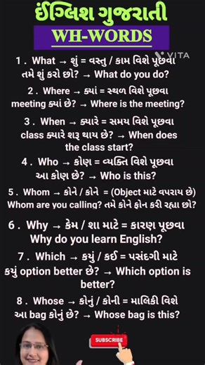 English-Gujarati WH-Words #english #spokenenglish #ytshorts #shorts