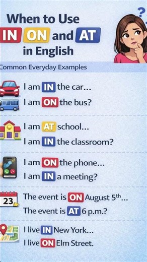 IN vs ON vs AT — Easy English Examples