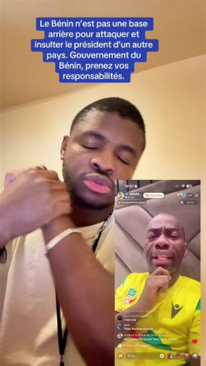 Le Bénin n’est pas une base arrière pour attaquer et insulter le président d’un autre pays. Le gouvernement du Bénin, prenez vos responsabilités. #benintiktok🇧🇯❤️😁😁😁😁 #romualdwadagnibenintiktok #diasporabeninoise🇧🇯 #benintiktok🇧🇯❤️ @GEO’INFO➕ #229tiktok🇧🇯 @ADANDOZAN ( Patriote 2.0 ✊️ ) @Ghislain Junior @Miguèle HOUETO @🧘🏽‍♀️Miss_zuma2.0 @Claver 👊🏿 @La voix des opprimés @Dr Style @Silas Manadja Officiel 🇧🇯 @Aaron_Azannai