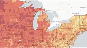 Map shows COVID-19 risk for event size in each Michigan county