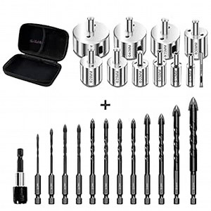 Hollow Diamond Hole Saw with Masonry Drill Bits Set 21PCS Tile Drill Bits for Glass, Ceramics, Porcelain, Ceramic Tile, Marble,Wood,Concrete