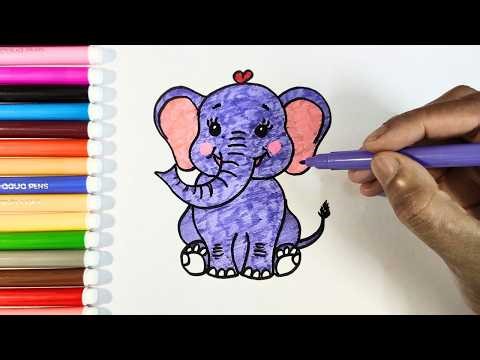 How to Draw a Cute Elephant for Kids 🐘| Easy Elephant Drawing Step by Step