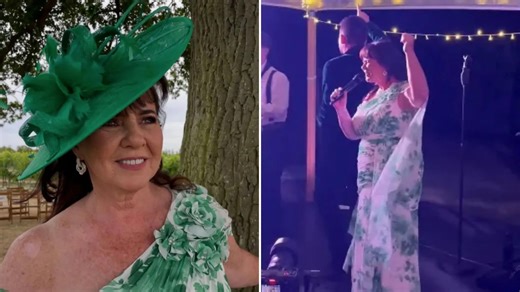 Coleen Nolan belts out songs at son Jake's wedding as she takes to the stage
