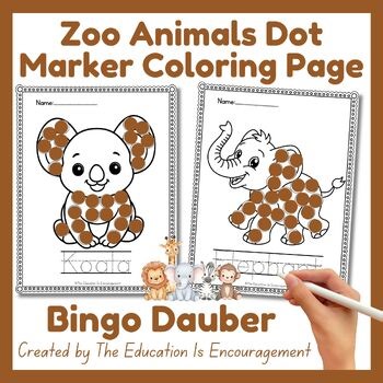 Zoo Animals Dot Marker Coloring Sheet | Bingo Dauber Pages  | Early finishers