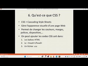 HTML - CSS - 6. Qu'est-ce que CSS? 7. Syntaxe de base de CSS 8. Exemple d'une page HTML complète.
