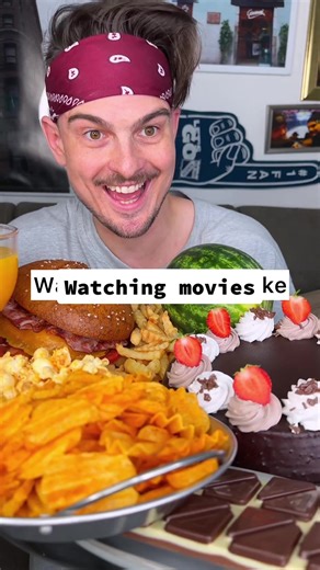 Movie Night Food Fun: Eating All the Snacks in 1 Second! 🍔🍰