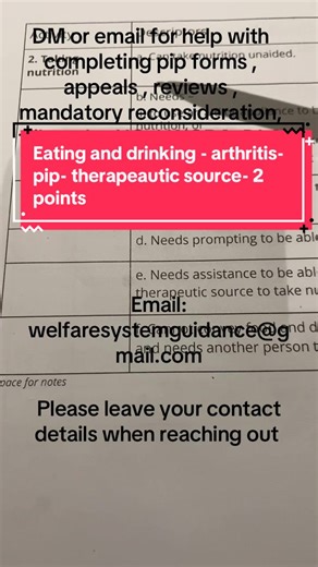 Arthritis- pip- Activity 2 - eating and drinking - descriptor c- needs a therapeutic source to be able to take nutrition. -2 points #pip#arthritis #pain #muslimtiktok #dla