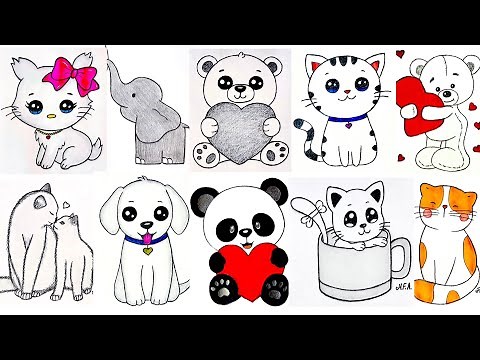 ИДЕИ ДЛЯ РИСОВАНИЯ КАРАНДАШОМ | Как Нарисовать Милых Животных Очень Легко И Просто