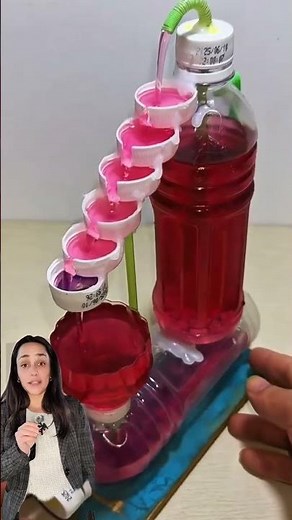 Easy DIY Water Fountain Made with Plastic Bottles and Caps #craftideas