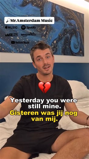 Mr.Amsterdam🇳🇱🎤| Learn Dutch with Music🎼 on Instagram: "Break ups 🇳🇱relatiebreuken Song available on Spotify 【Lyrics】 Today, today I'm so tangled up inside. Vandaag, vandaag zit ik zo in de knoop. Today I pick a rose for you. Vandaag pluk ik voor jou een roos. Yesterday you were still mine. Gisteren was jij nog van mij. Today I feel nothing but pain. Vandaag, voel ik alleen nog maar pijn. Tomorrow, tomorrow I'll find my way. Morgen, morgen vind ik mijn weg. Yesterday I lay in bed all day.