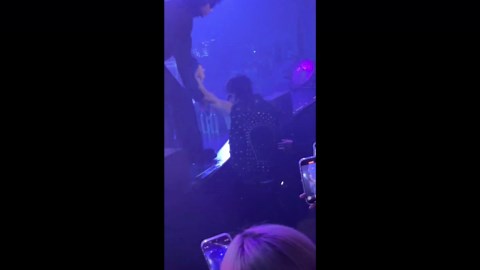 Rock and roll over! Hapless singer slips and falls off stage