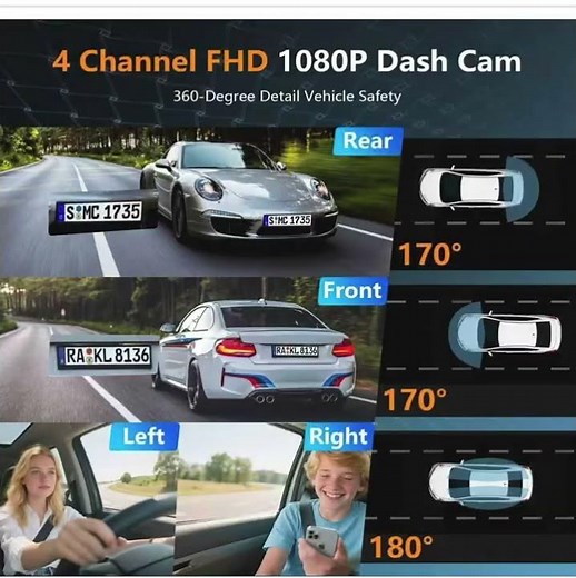 4 Channel Dash Cam on Amazon 🔥 | Front + Rear + Cabin Camera with Night Vision, WiFi & Parking Mode
