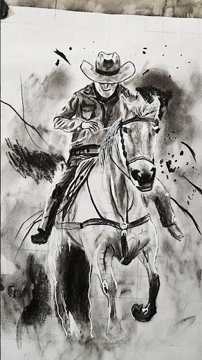 cowboy drawing with pencil #horse #cowboy