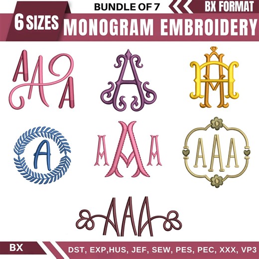 BX Monogram Embroidery Designs, Fishtail Monogram Machine Embroidery Font, 6 Sizes, Modern Classical, Diamond, Flower, Instant download - Etsy
