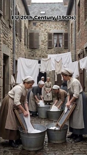 The Evolution of Laundry Washing: 1200 – 1500 – 1900 – 2025 #history #art
