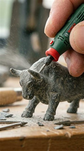 Charging Bull Mini Detailed with BOSCH Rotary Tool | Market Power Icon #minitools #diy #bosch