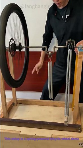 Perpetual Motion Demo: Spring-Powered Bicycle Wheel Continuous Spin