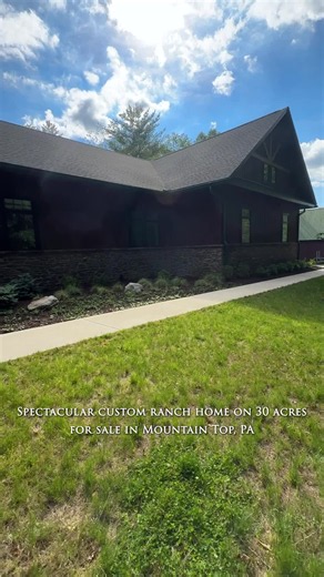 Spectacular custom ranch home on 30 private acres! 🏡🍃 . This exceptional property offers the perfect blend of luxury, space and modern design. Nestled in a serene setting with its own pond, the home features soaring 10-foot ceilings, an open and inviting floor plan, and an ultra-modern kitchen highlighted by stunning 10-foot lighted cabinetry and premium finishes. Ranch-style living with extraordinary amenities and unlimited potential! . 📍 Mountain Top, PA 📩 Schedule your showing today 🔑 Li