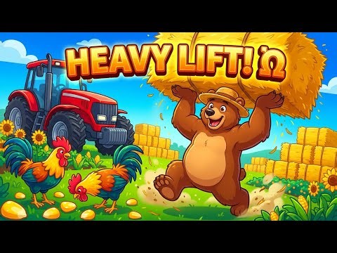 Big Hay Field Harvest with the Bear Tractor and Pitchfork 🚜 | Farm Work 2D Animation