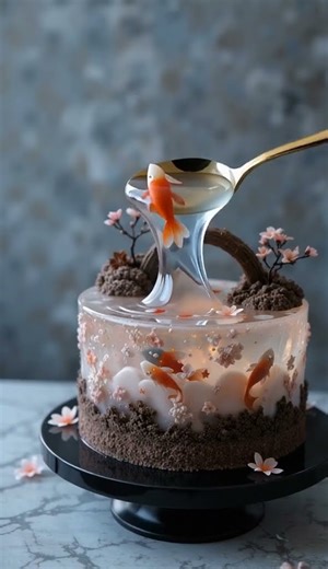 Moonlit Sakura Bridge Cake 🍰🌙 | Edible Night Pond Mini World #shorts #asmr