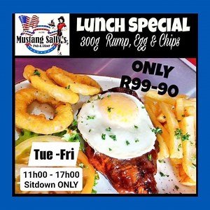 Our Daily specials😊 Available from Tuesday-Friday 11h00-17h00 Mustang Sally's Pub & Diner Mustang Sally's Diner Montana | Mustang Sally's Pub & Diner