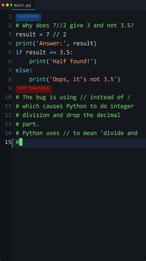 Wait, Python Does This?: Why does 7//2 give 3 and not 3.5?