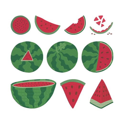 Watermelon Embroidery Design, Summer Fruit Watermelon Slice Machine Embroidery File, 10 Design, 9 Size, Instant Download - Etsy