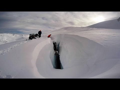 GoPro: Snowmobile falls into bottomless crevasse