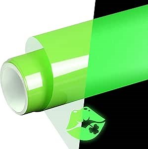 WRAPXPERT Glow in the Dark Permanent Vinyl Roll, Lime Green Glow in the Dark Vinyl for Wrap,Stickers,Decal,Lettering,12" x5ft