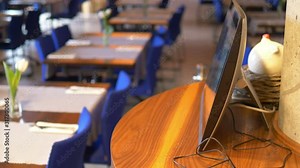 Close-Up Of Computer screen in the work space in 4k slow motion 60fps