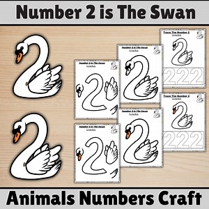 Number 2 Swan Craft: Cut & Paste Activity (digital Download) - Etsy Canada