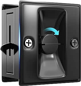 Sliding Pocket Door Lock Hardware - Childproof Privacy Black Door Locks Pull Handles Security Door Latch Knob Safety Upgraded Replacement Lockset Bifold Passage French Closet Lock for Home Improvement